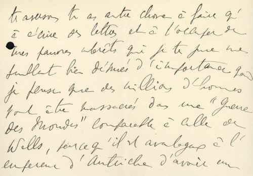 Letter from Marcel Proust to Lionel Hauser, 2 August 1914 (excerpt 1)