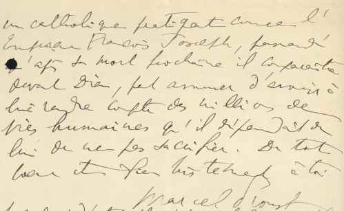 Letter from Marcel Proust to Lionel Hauser, 2 August 1914 (excerpt 3)
