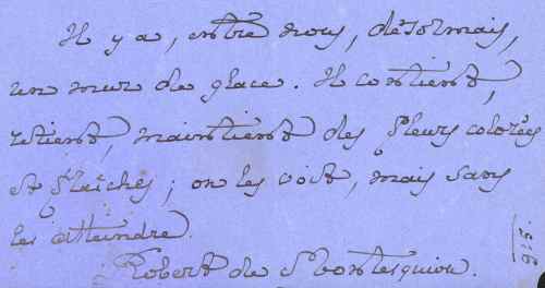 Letter from Robert de Montesquiou to Marcel Proust, July 1915 (excerpt 3)